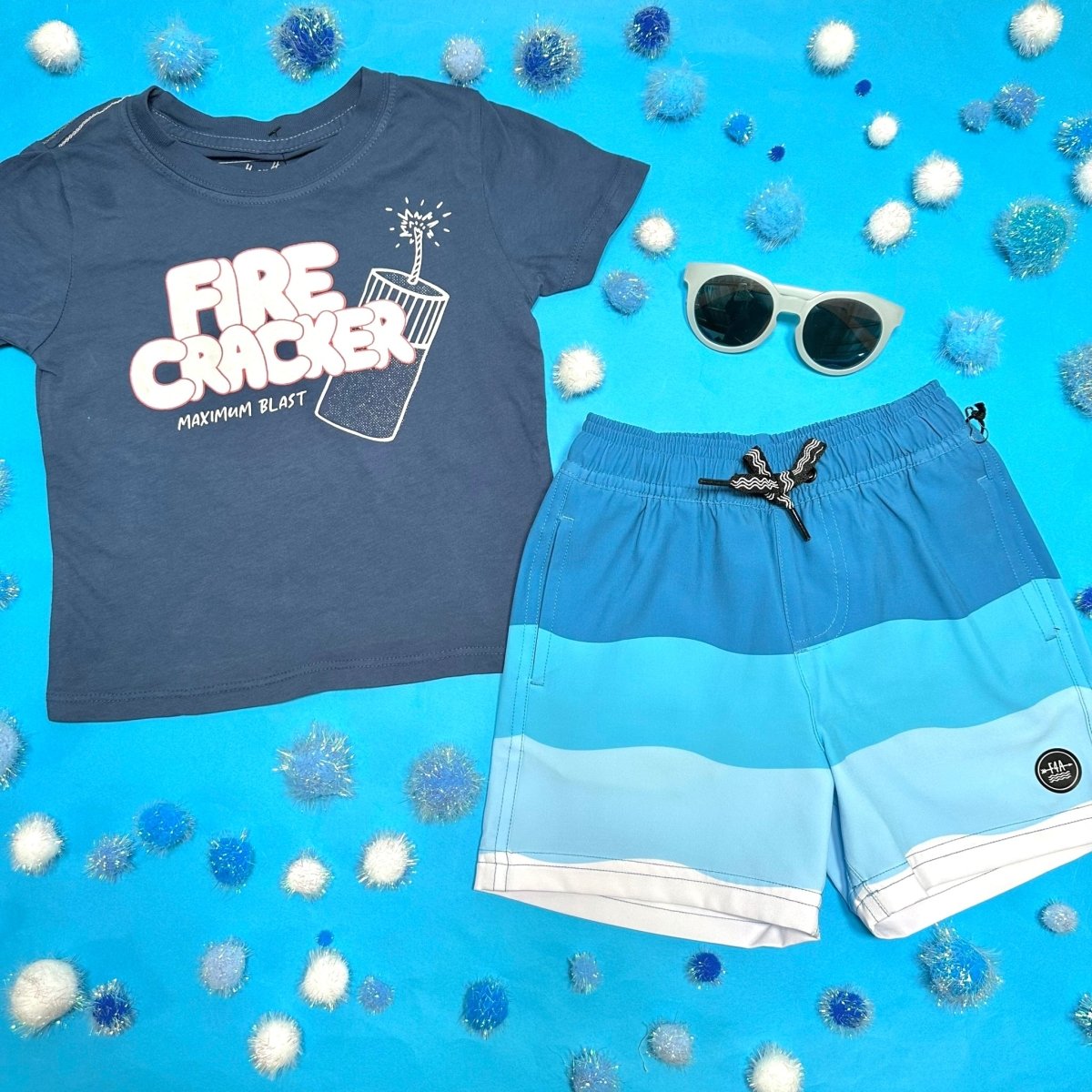 WAVES STRIPE SWIM TRUNKS - SWIM TRUNKS