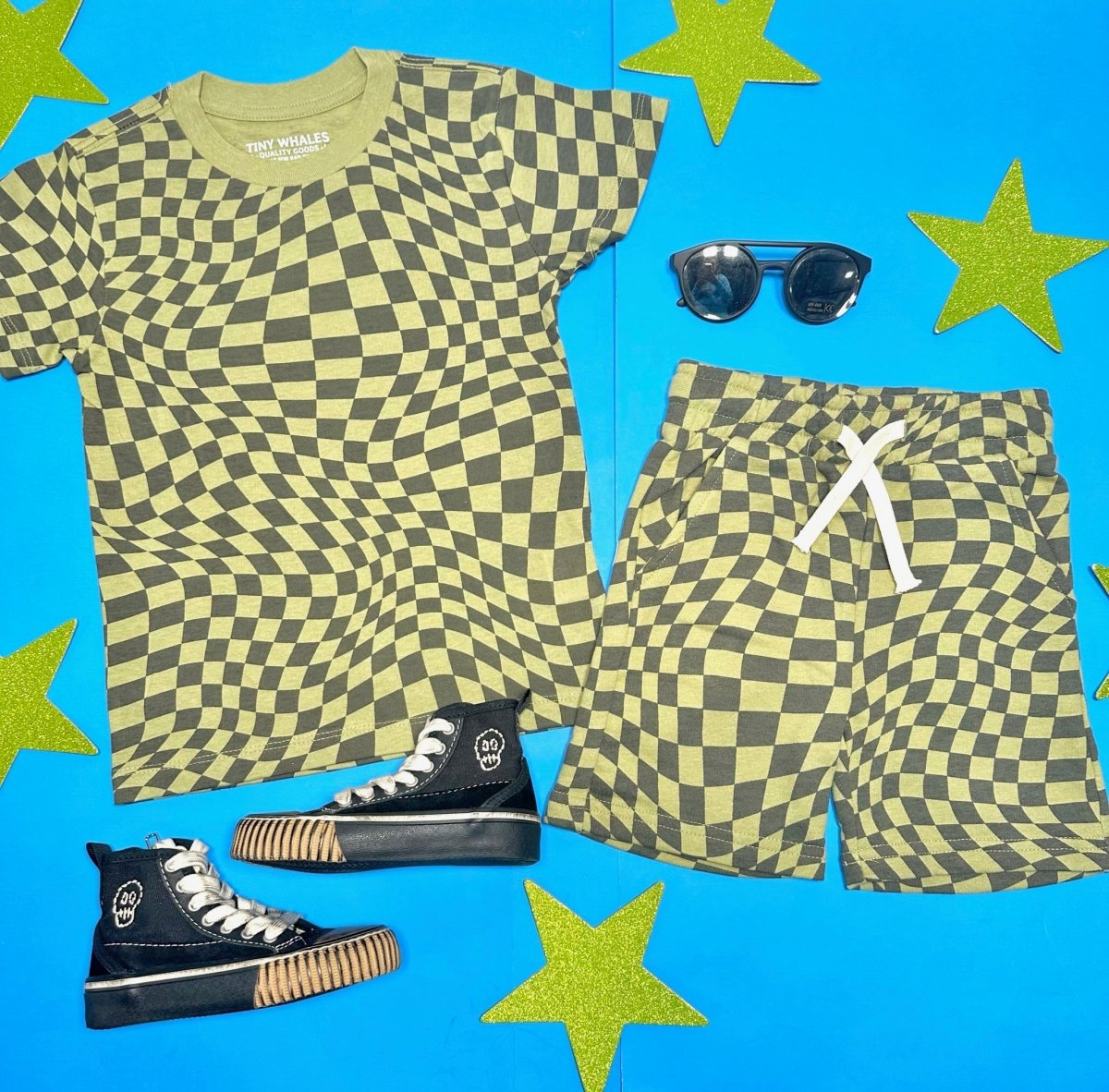 WAVY CHECKERED SHORTS - SHORTS