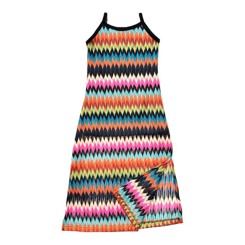 ZIG ZAG SLIT ON THE SIDE MAXI DRESS - DRESSES
