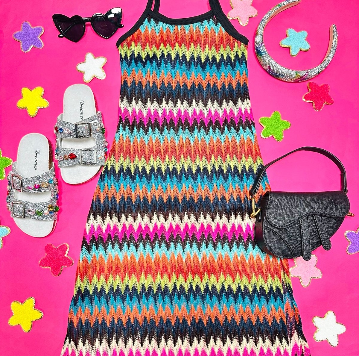 ZIG ZAG SLIT ON THE SIDE MAXI DRESS - DRESSES