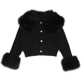 VIVIAN FAUX FUR TRIM CARDIGAN