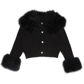 VIVIAN FAUX FUR TRIM CARDIGAN