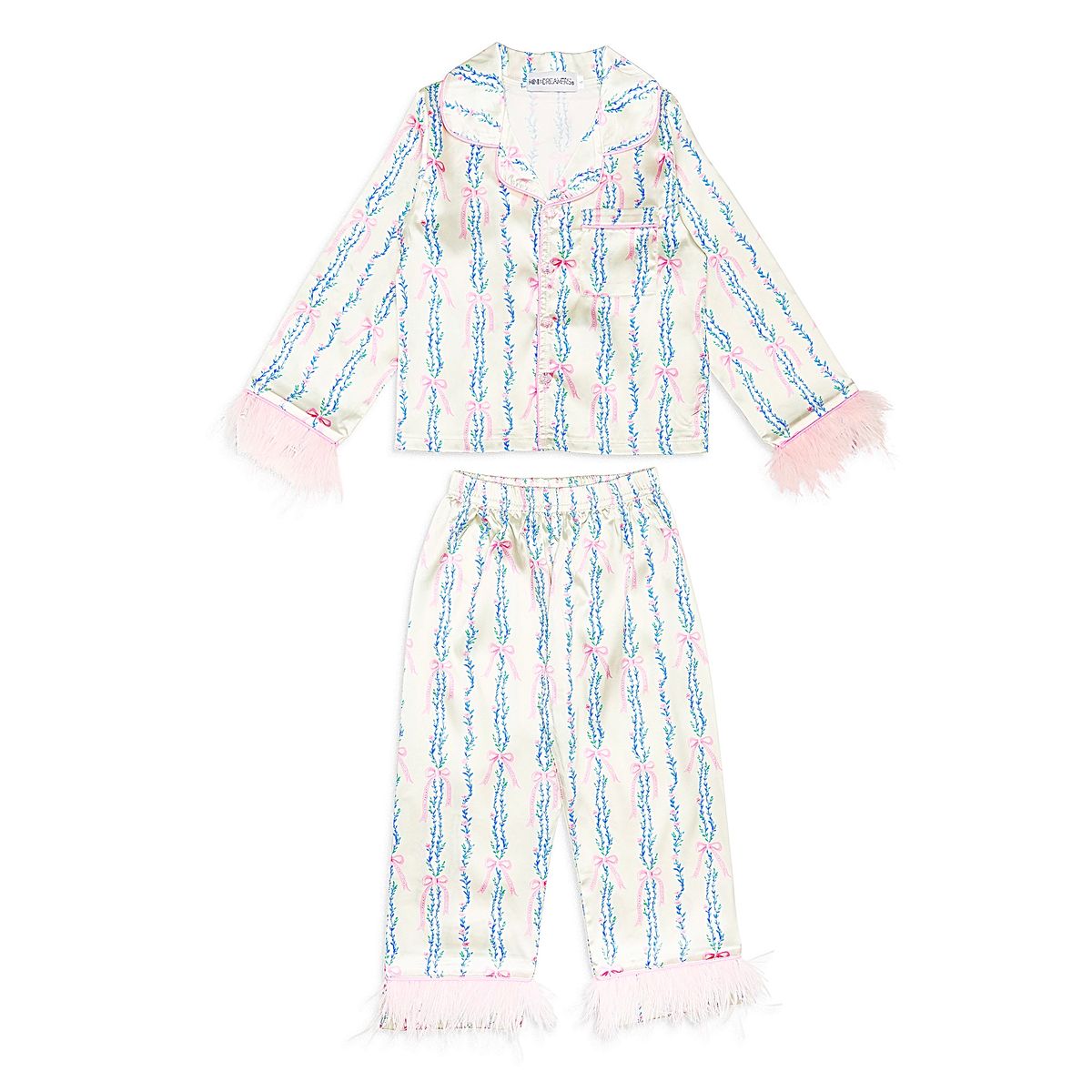 SHABBY CHIC BOWS SILKY SET W/ FEATHERS
