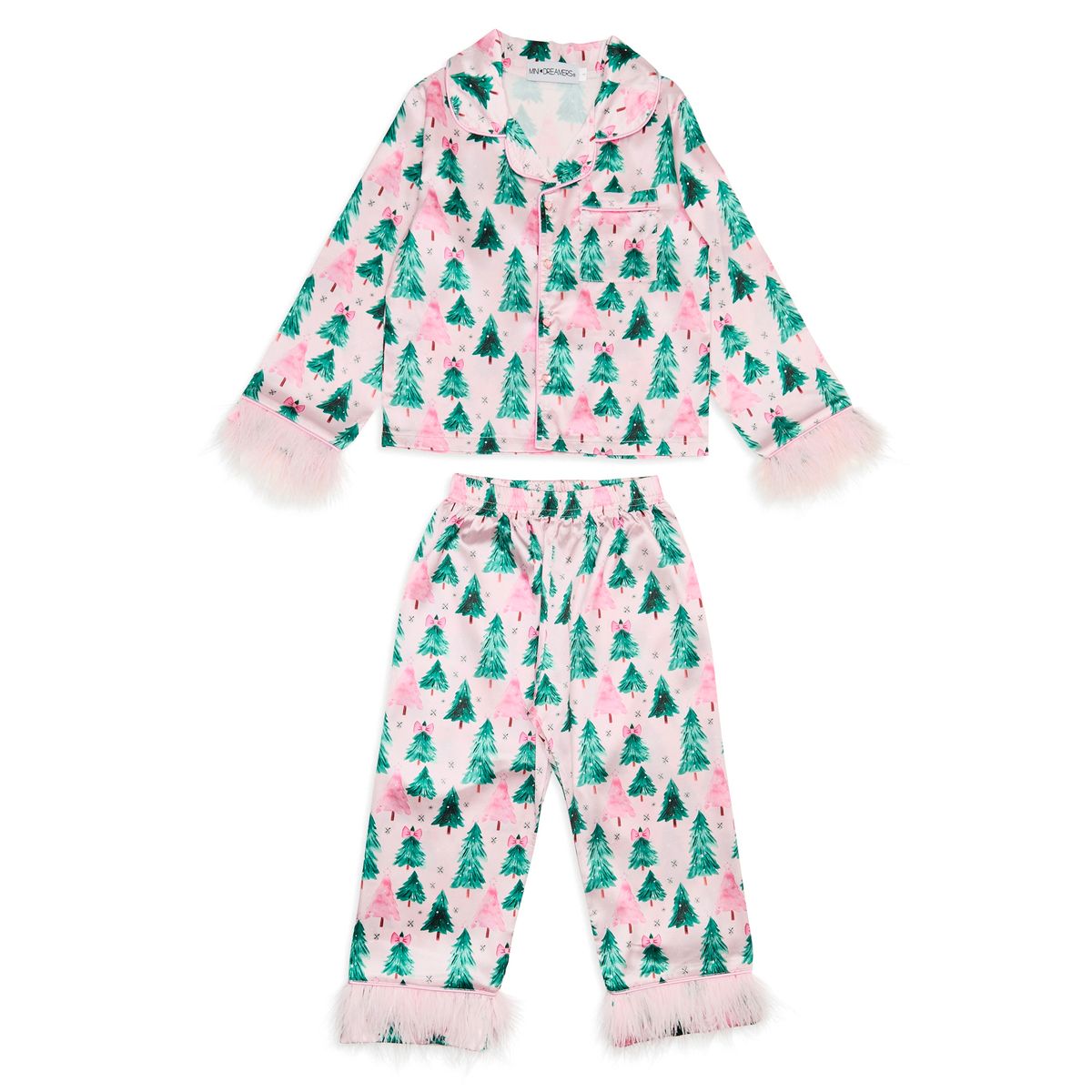 CHRISTMAS TREES SILKY SET W/ FEATHERS