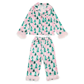 CHRISTMAS TREES SILKY SET W/ FEATHERS