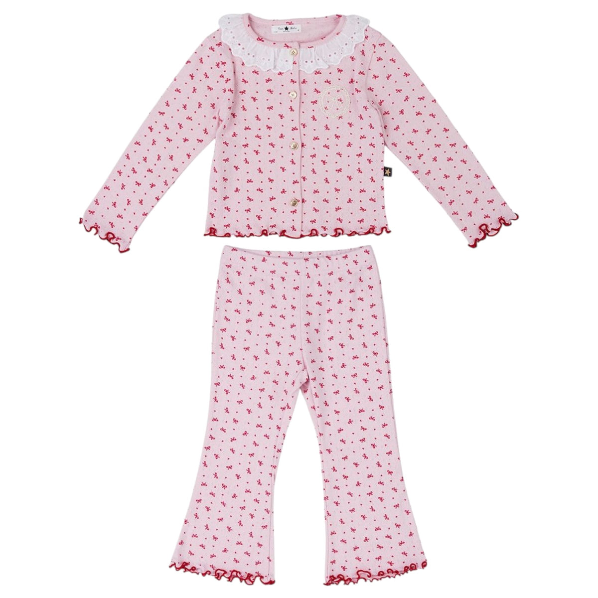 ELOWEN BOW CARDIGAN AND FLARE LEG PANTS SET