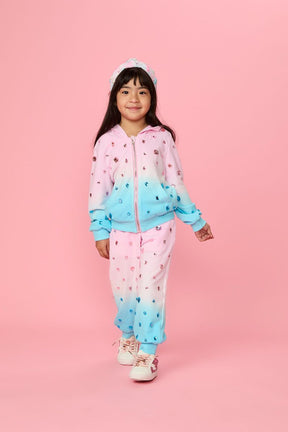 GABBY GEMSTONE DIP DYE ZIP UP HOODIE AND SWEATPANTS SET