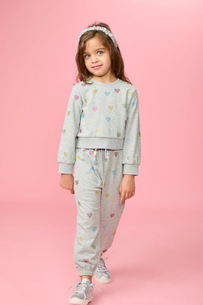 NOOR CRYSTAL HEARTS SWEATSHIRT AND SWEATPANTS SET