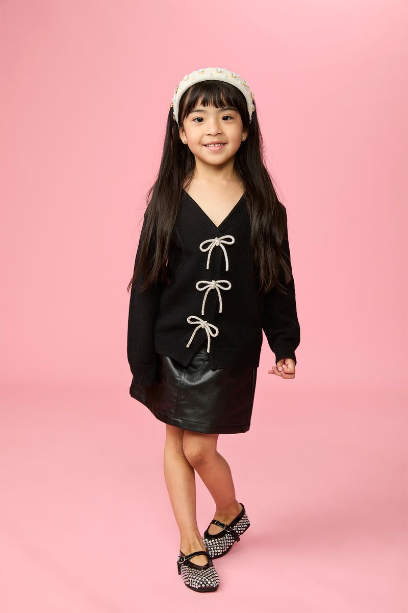 SHAYLEE CRYSTAL BOW CARDIGAN