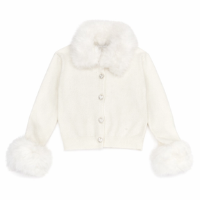 VIVIAN FAUX FUR TRIM CARDIGAN