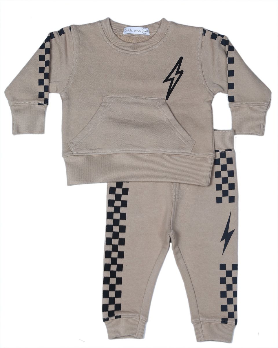CHECKERS & BOLT SWEATSHIRT AND SWEATPANTS SET (PREORDER)