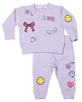 DOODLE PATCHES SWEATSHIRT AND SWEATPANTS SET (PREORDER)