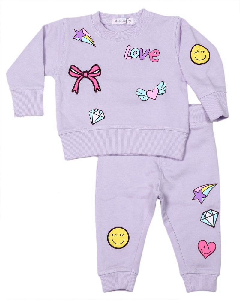 DOODLE PATCHES SWEATSHIRT AND SWEATPANTS SET (PREORDER)