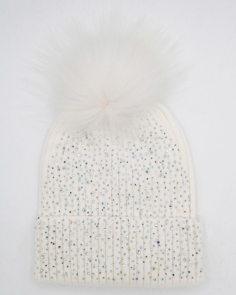 FULLY CRYSTALLIZED POM POM BEANIE (PREORDER)