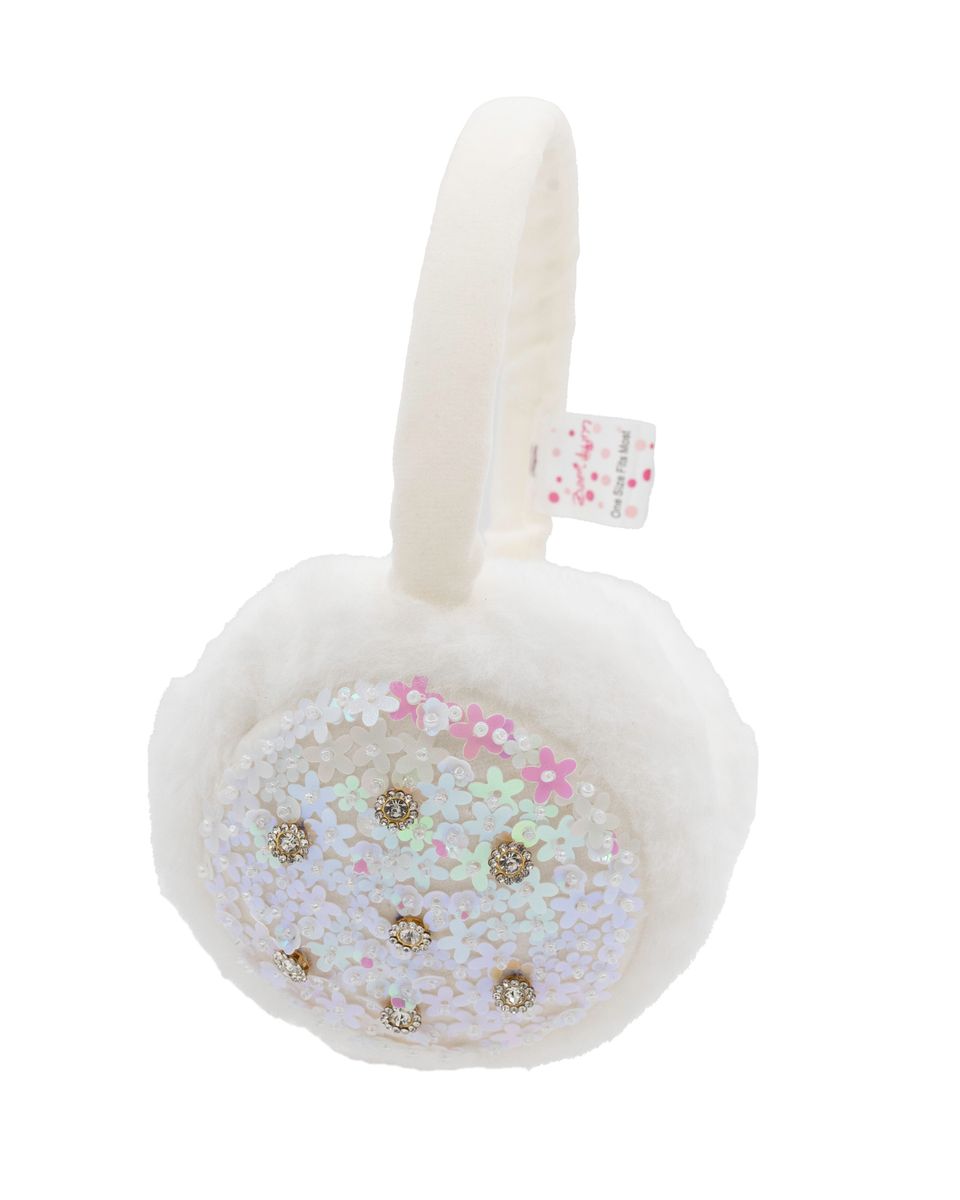 SEQUIN FLOWER JEWELED ADJUSTABLE EARMUFFS (PREORDER)