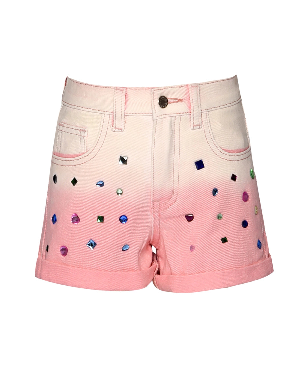 JEWELED DIP DYE DENIM SHORTS