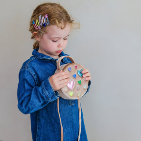SCATTERED VELVET HEART ROUND PURSE (PREORDER)