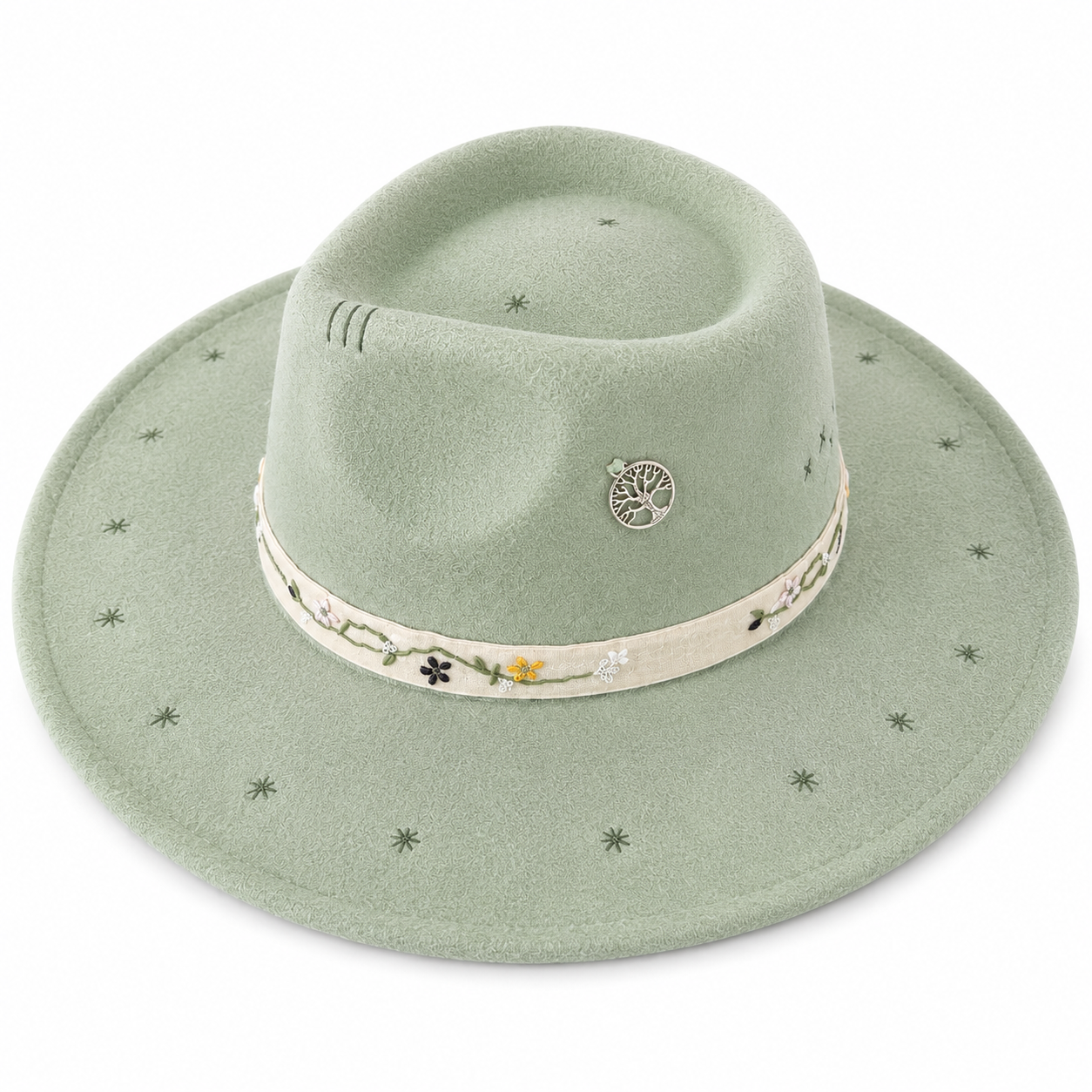 STARDUST FLORAL TRIM FEDORA HAT