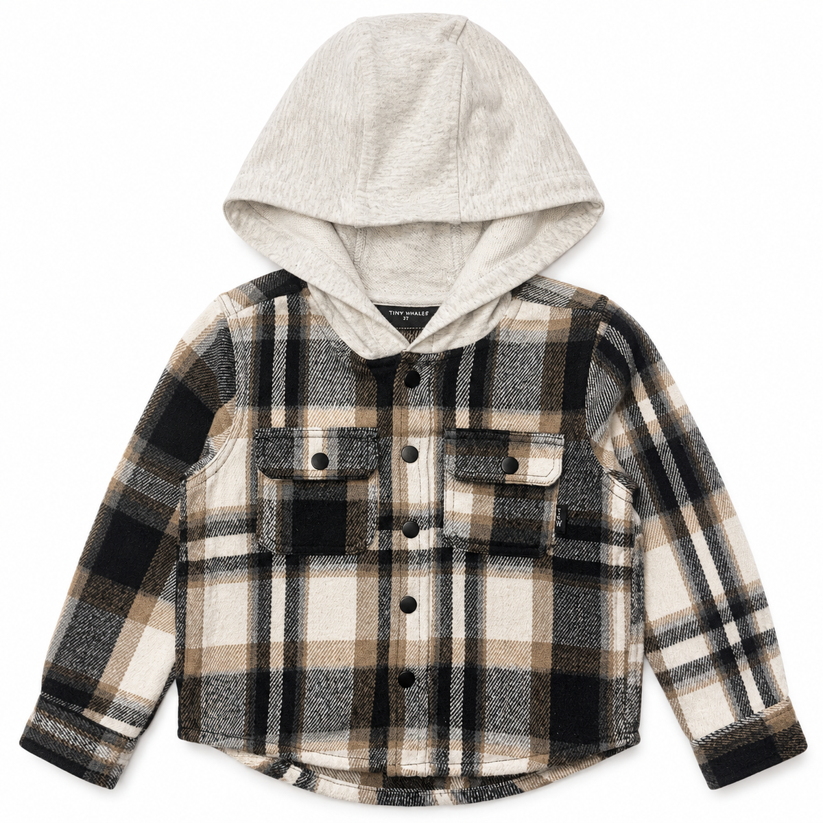 WOODSMAN FLANNEL HOODIE SHACKET - TINY WHALES - HOODIES