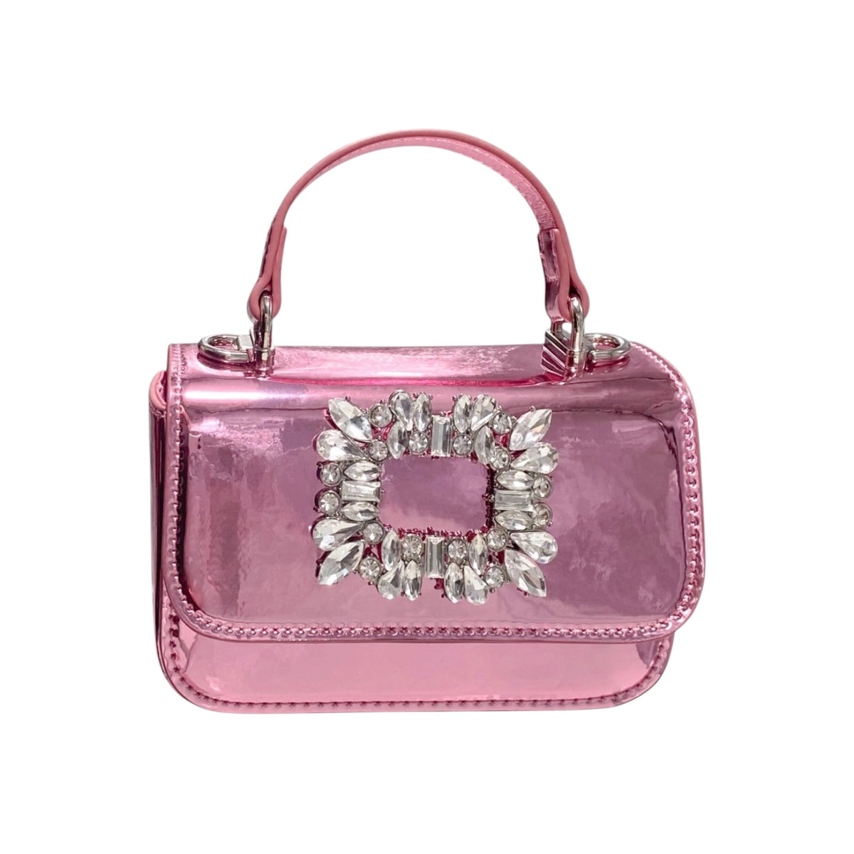CRYSTAL BROOCH PATENT PURSE