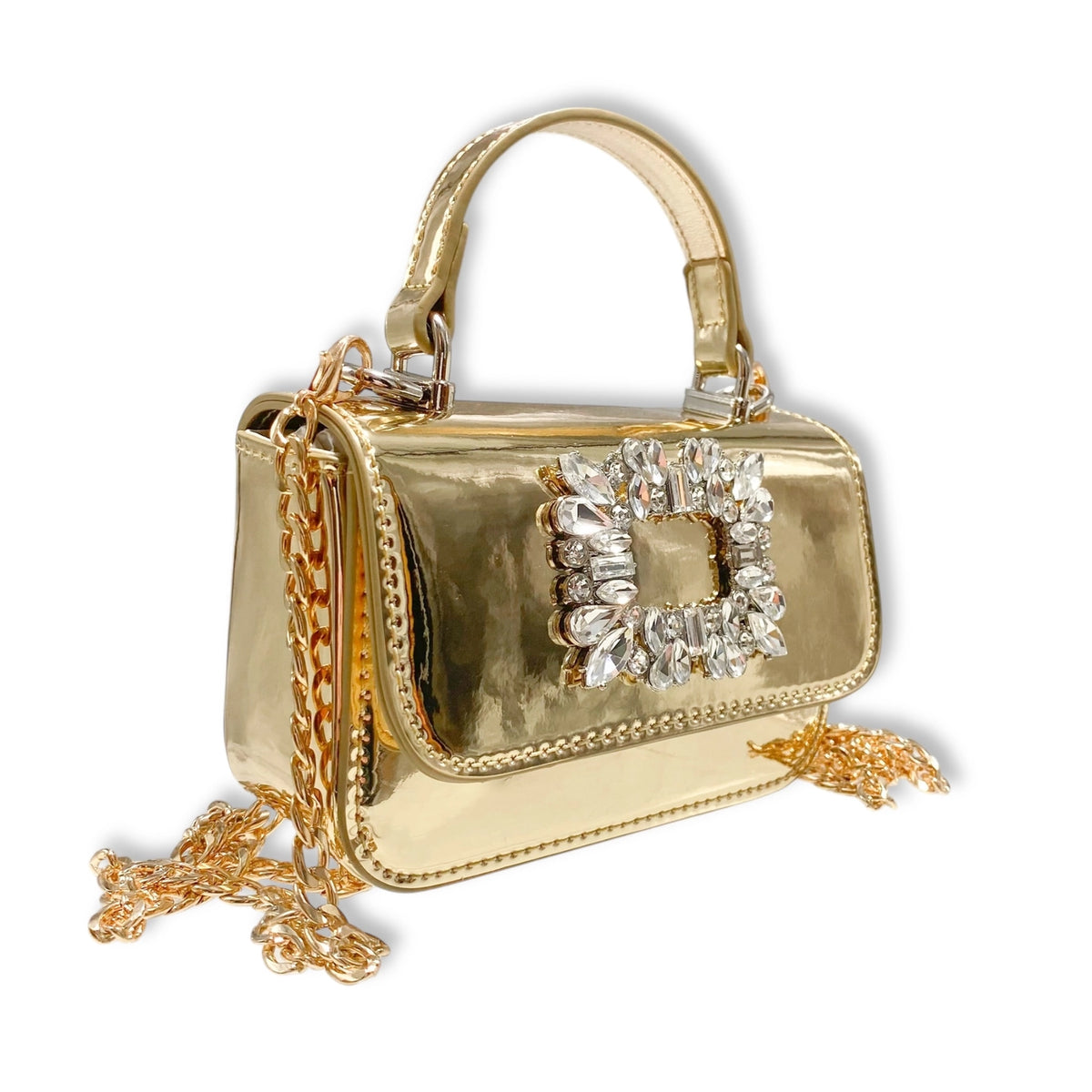 CRYSTAL BROOCH PATENT PURSE