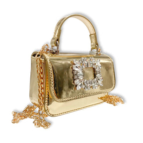 CRYSTAL BROOCH PATENT PURSE