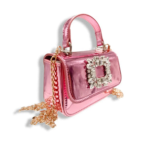 CRYSTAL BROOCH PATENT PURSE