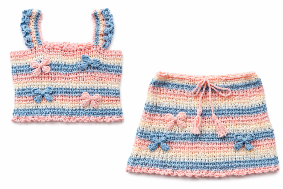 BOW CROCHET TANK AND SKIRT SET (PREORDER)