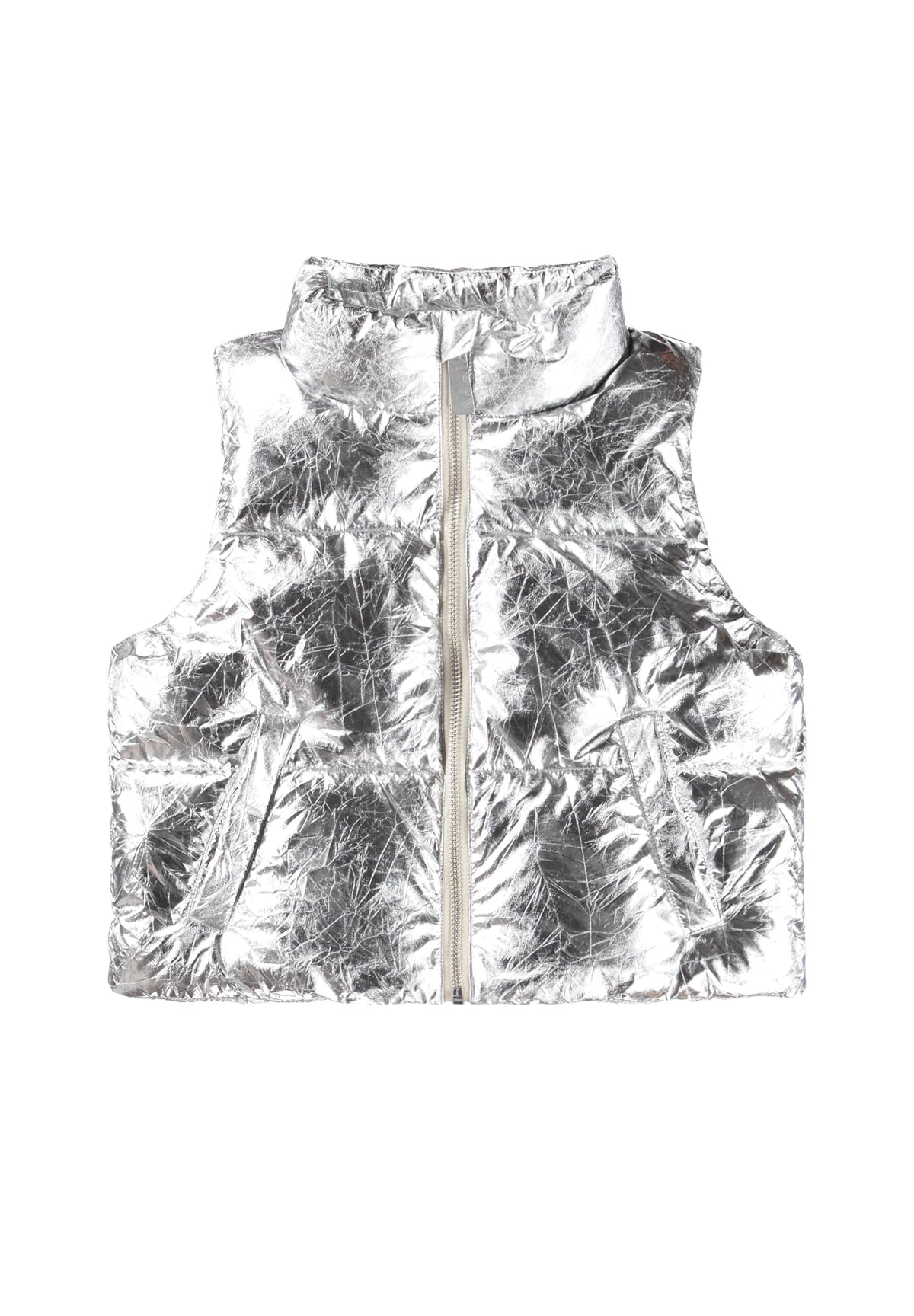 CRINKLED METALLIC HESTER VEST W/ FAUX FUR LINING (PREORDER) - MOLO - VESTS