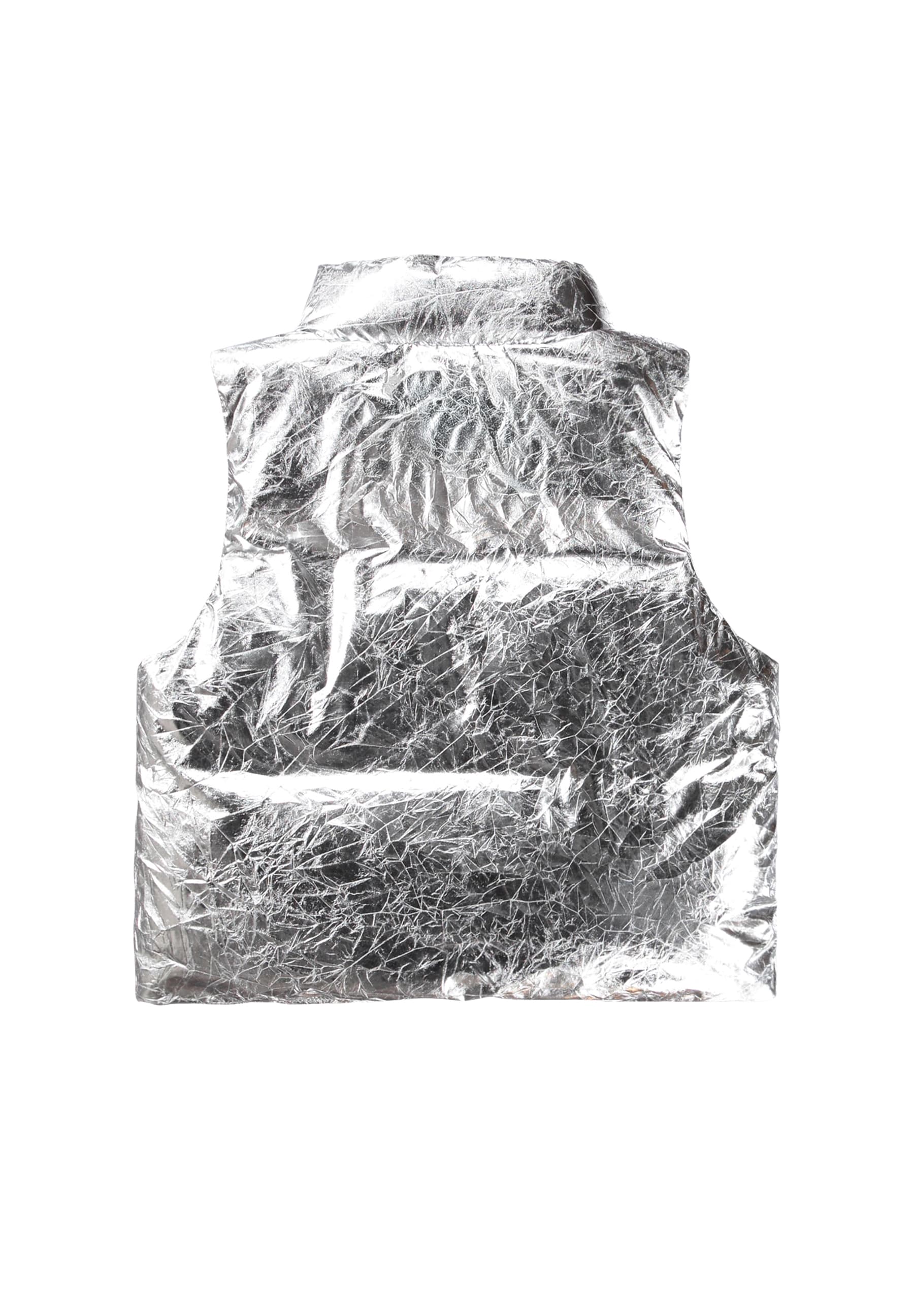 CRINKLED METALLIC HESTER VEST W/ FAUX FUR LINING (PREORDER) - MOLO - VESTS