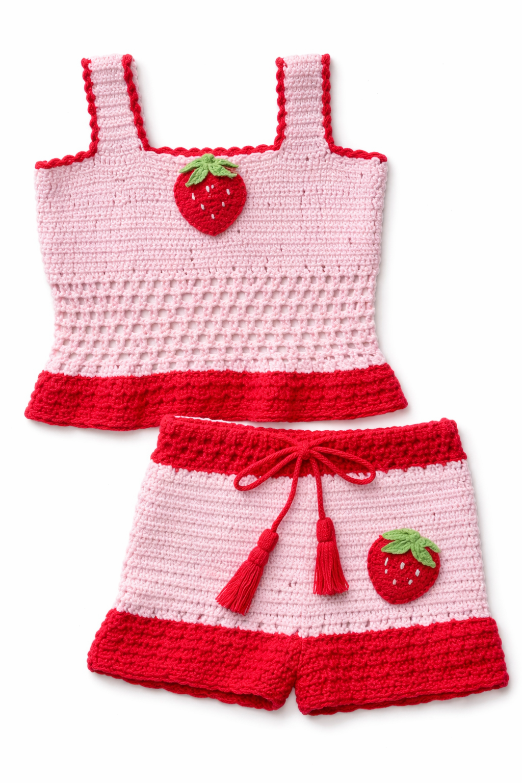 STRAWBERRY CROCHET TANK AND SHORT SET (PREORDER)