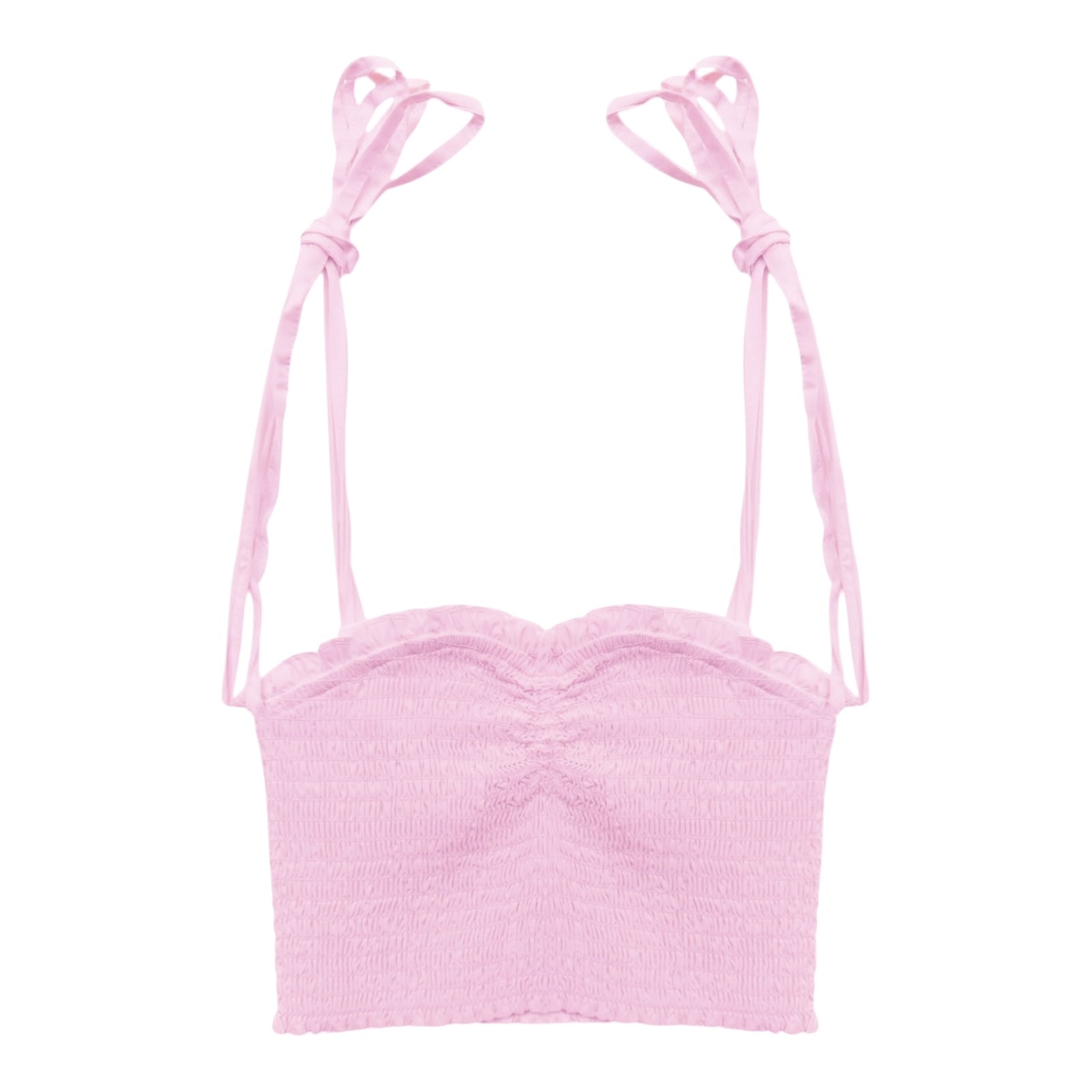 BABY PINK CHALLIS CHER SMOCKED SWEETHEART TOP (PREORDER)