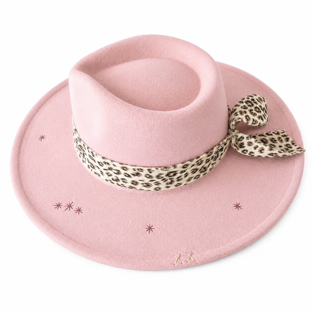 STARDUST LEOPARD TRIM FEDORA HAT