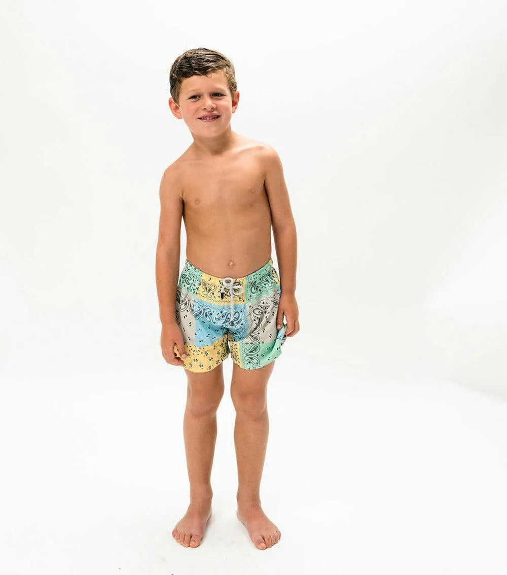 BANDANA PATCHES SWIM TRUNKS
