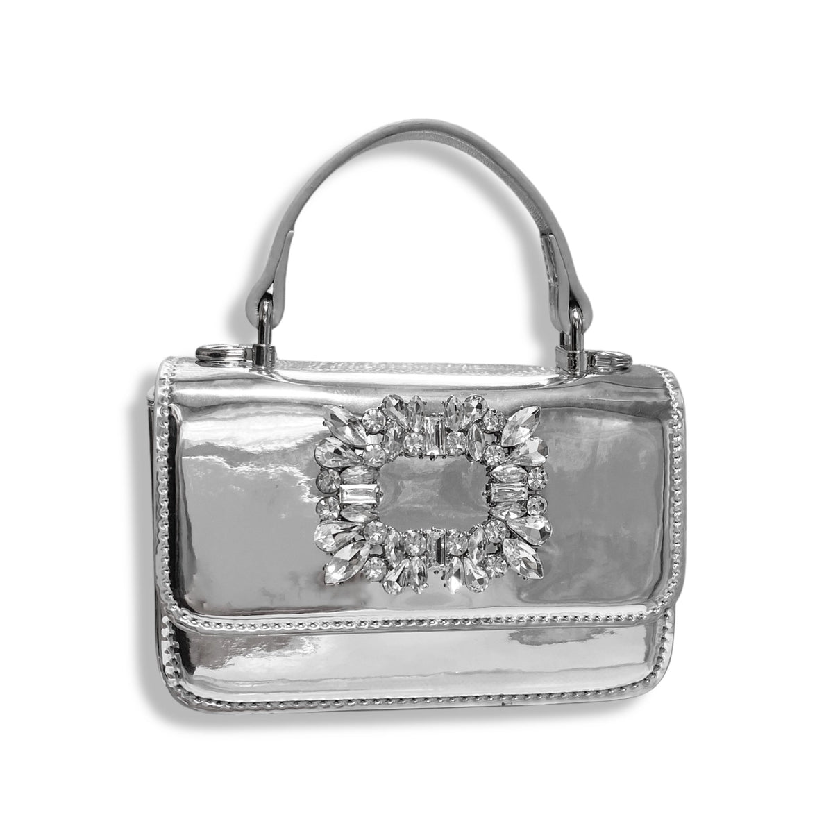 CRYSTAL BROOCH PATENT PURSE
