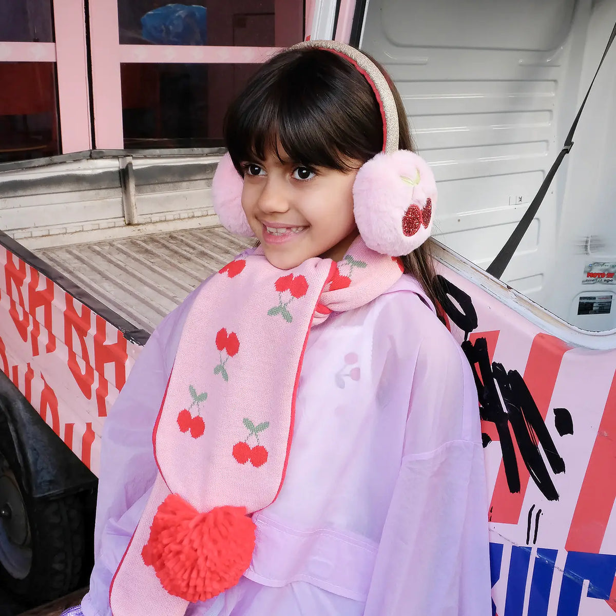 CHEERFUL CHERRY FLUFFY EARMUFFS (PREORDER)