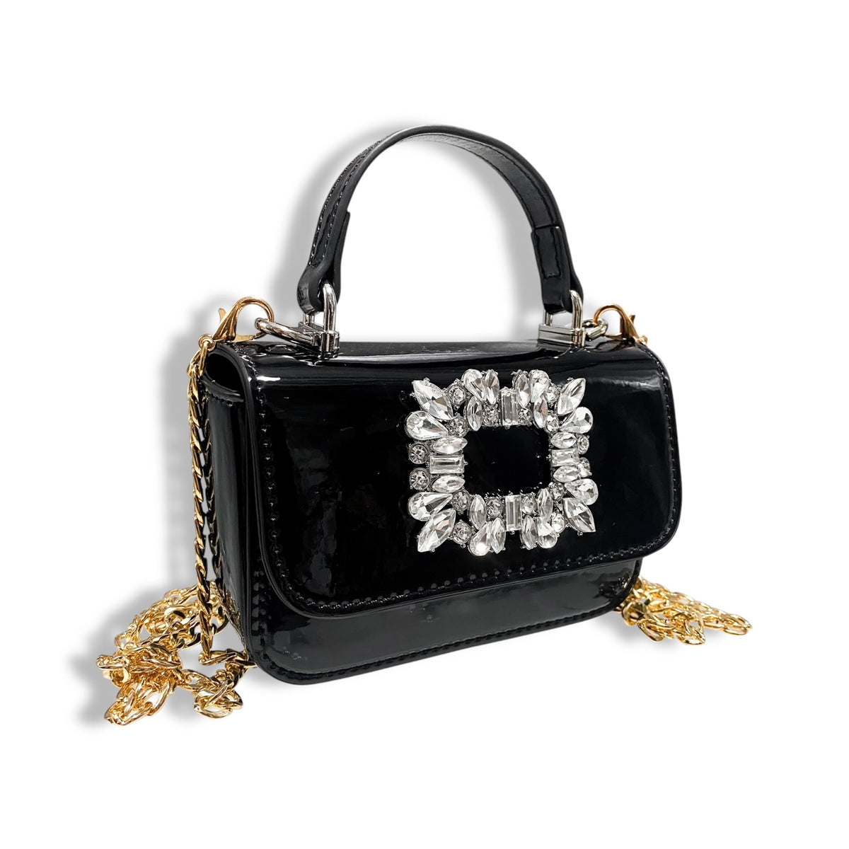 CRYSTAL BROOCH PATENT PURSE
