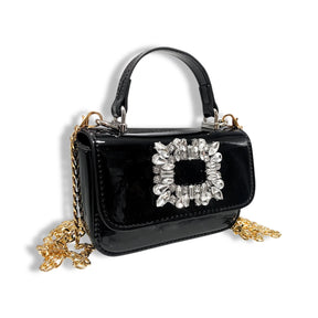 CRYSTAL BROOCH PATENT PURSE