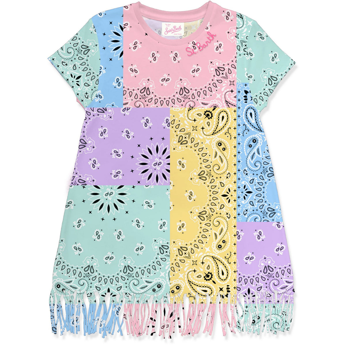PASTEL PATCH BANDANA ABBEY FRINGE DRESS (PREORDER)