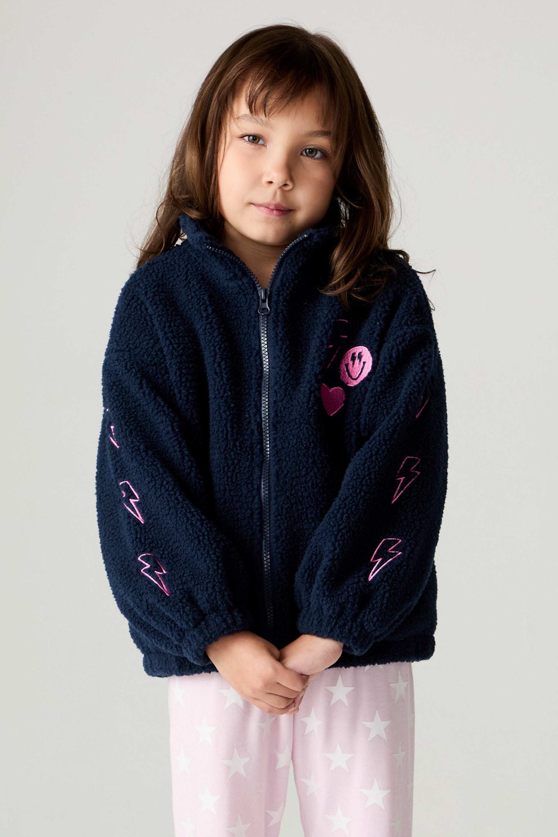 EMBROIDERED ICONS FUZZY SHERPA JACKET (PREORDER)
