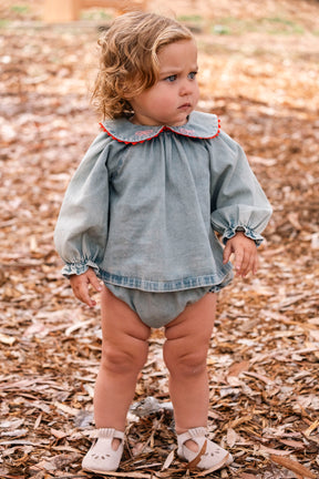GEORGINA CHERRY DENIM TOP AND BLOOMERS SET (PREORDER)