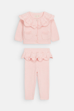 WILLIANE KNITTED CARDIGAN AND RUFFLE LEGGINGS SET (PREORDER)