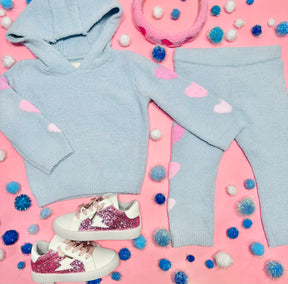 HEARTS FUZZY FLEECE LOUNGE HOODIE