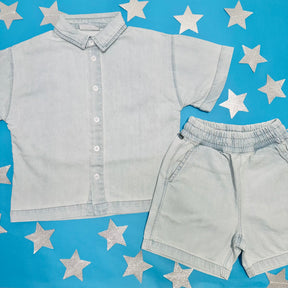 RICHIE MISTY DENIM BUTTON DOWN TOP