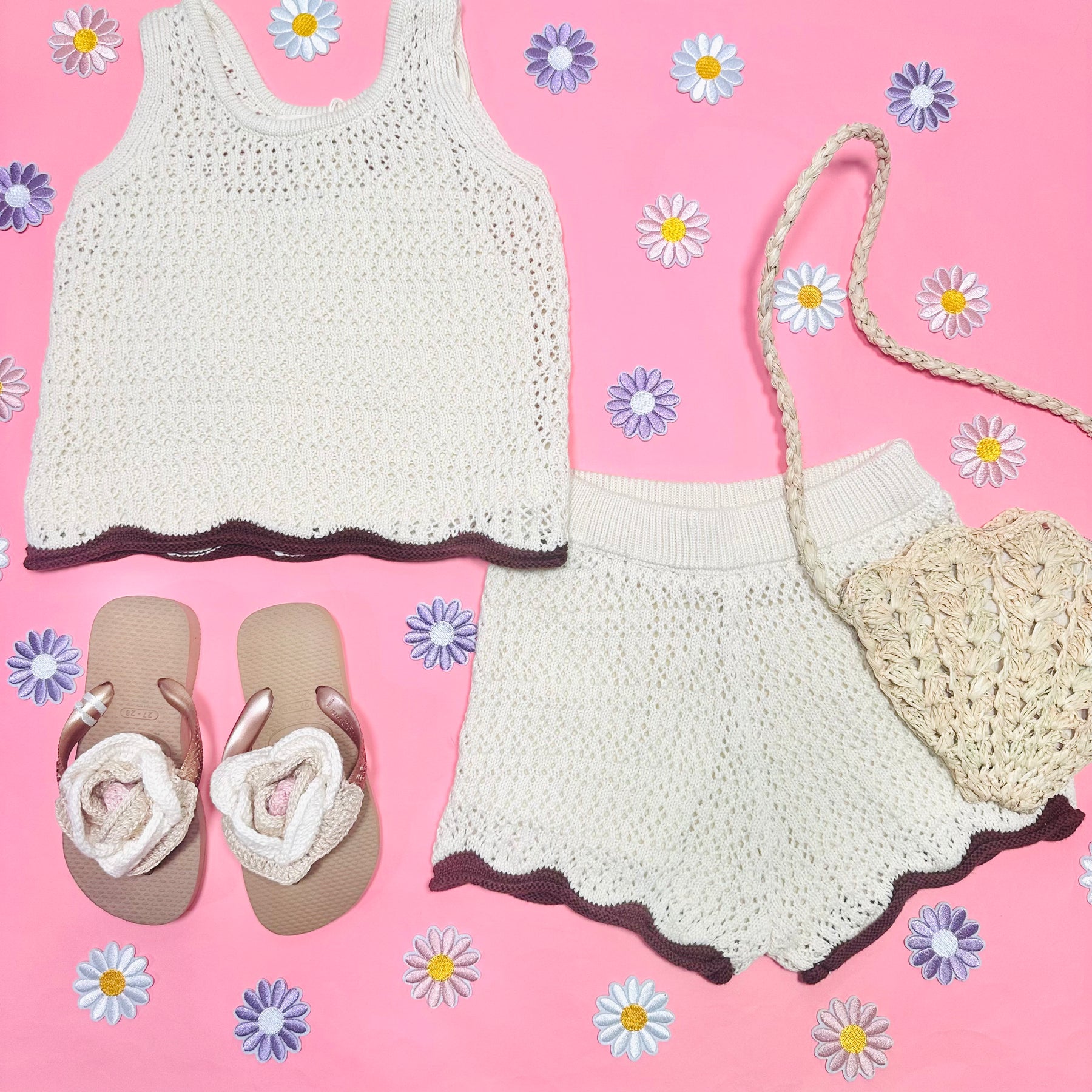 CROCHET TANK AND SHORTS SET