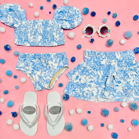 TROPICAL BLUES RUFFLE SKIRT - SKIRTS