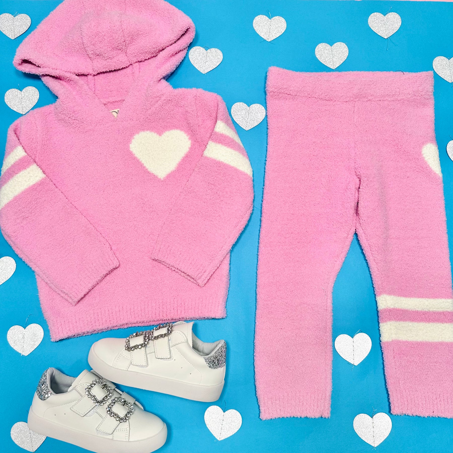 CONFETTI STRIPE FUZZY FLEECE LOUNGE HOODIE