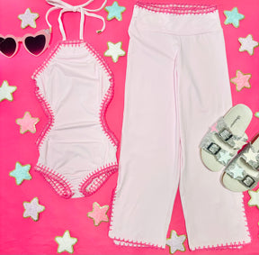 CROCHET TRIM MESH COVER UP PANTS