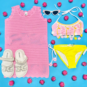 LIORA FLORAL CROCHET FRINGE TWO PIECE BIKINI