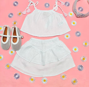CHA CHA LINEN TOP AND SKIRT SET - FEATHER 4 ARROW - SET